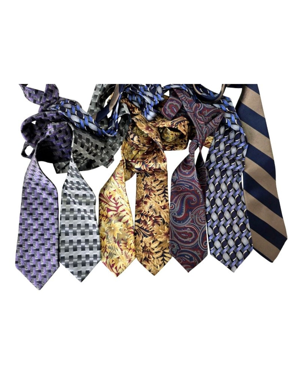 Vintage Silk Tie Lot of 7 Bugatti NWT Bill Blass Gant Facits Buffums Men Necktie